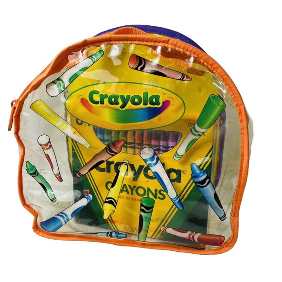 Crayola Clear Small Backpack And Unused 64 Crayon Box With Retired And Tarnished - Picture 2 of 14